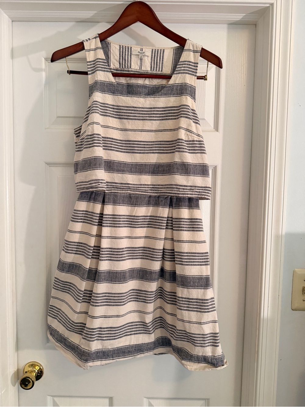 Madewell Cream and Navy Striped Cotton Sundress